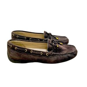 Geox respira anima dark Brown Moccasin suede Leather slip on loafer eu 38/7.5
